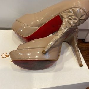Sergio Zelcer Platform Peep Toe Red Sole Pump Heels Prom